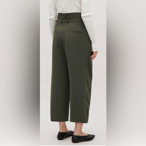 COS green  belted paper-bag cropped trousers 4 - Picture 5 of 13